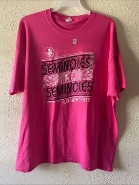 Florida State Seminoles Hanes Hot Pink Graphic Crewneck Tee